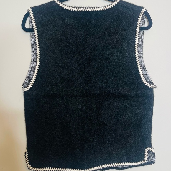 Mink- Velvet fuzzy designer vest in Black - Picture 8 of 10